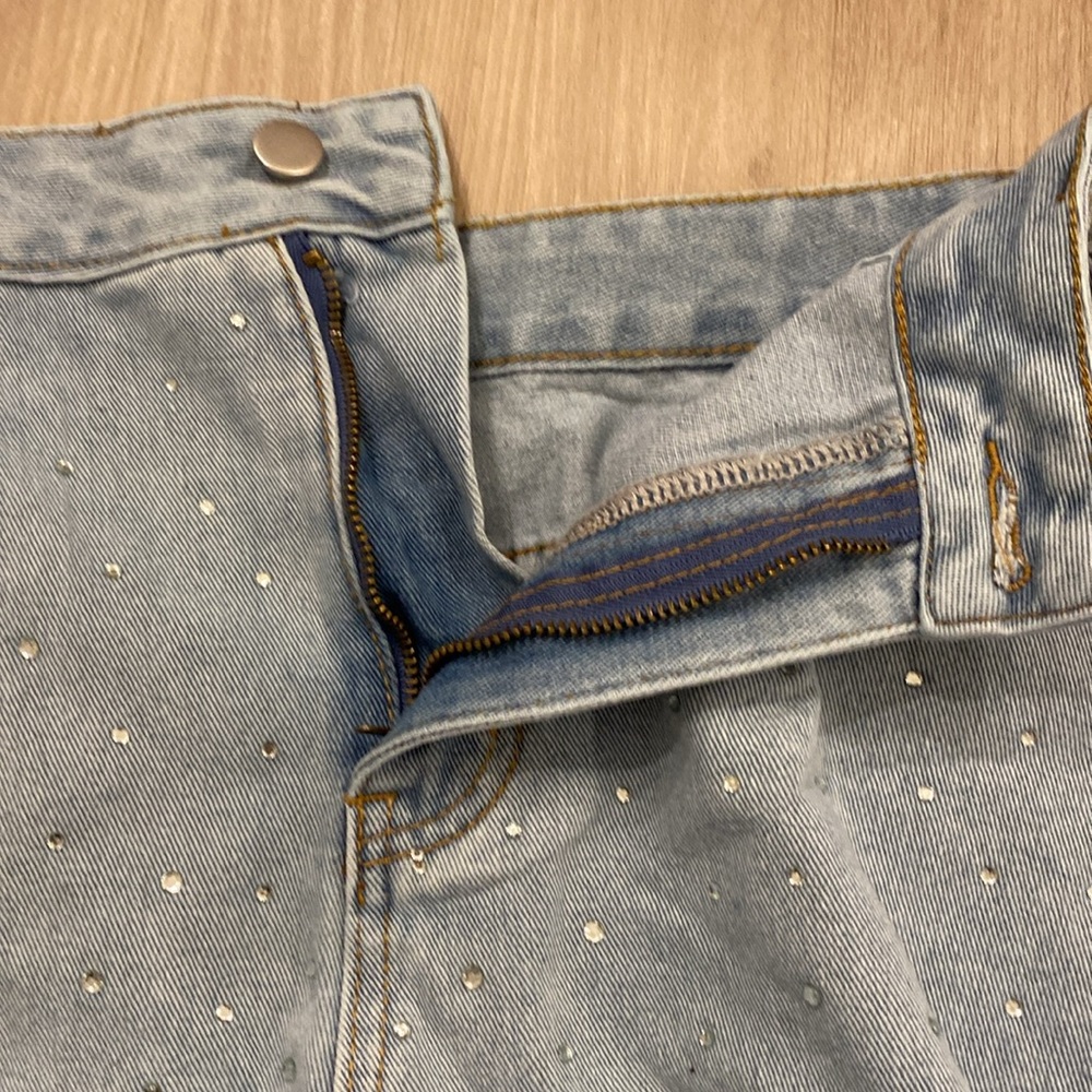 Denim Rhinestone Shorts - Picture 3 of 4